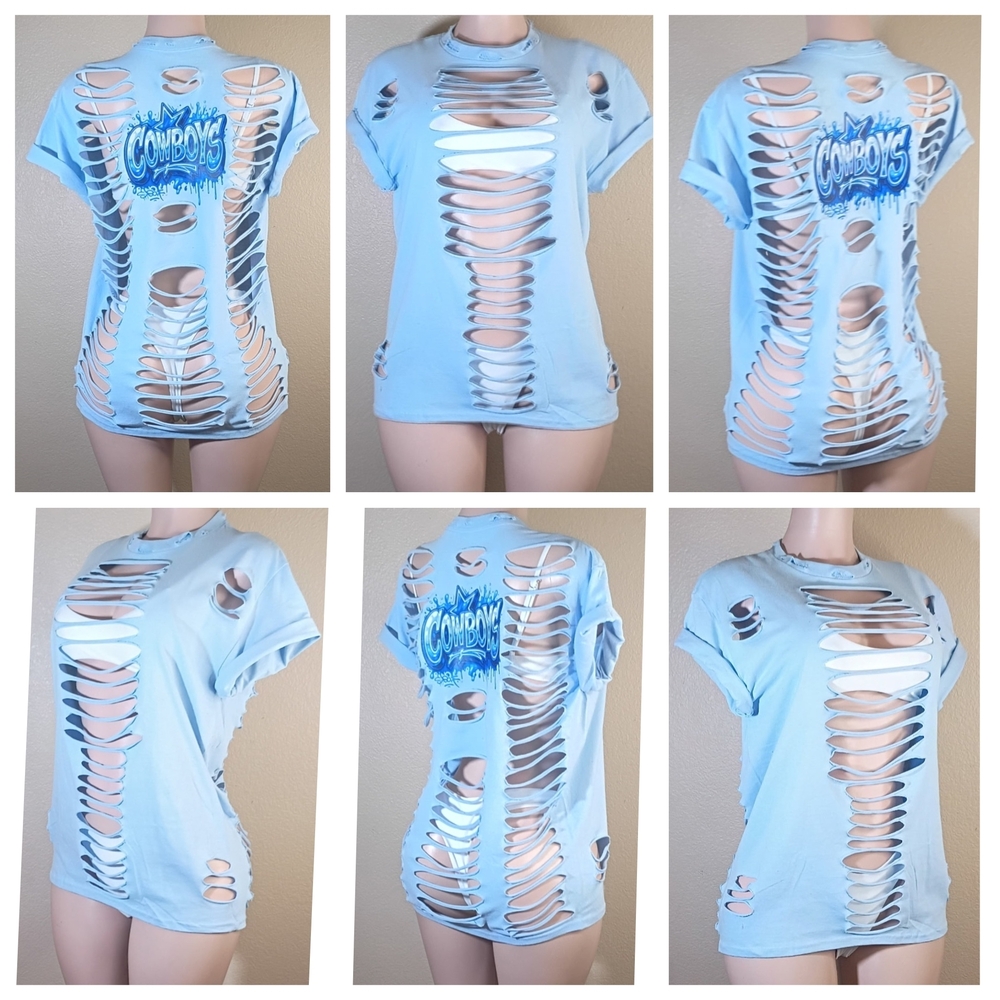 NFL Light Blue Custom Dallas Cowboys Graphic Tee